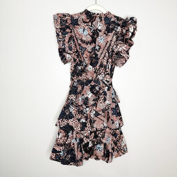 Ulla Johnson Honoria Ruffle Tie Waist Mini Dress in Bronze 4 - Picture 3 of 10